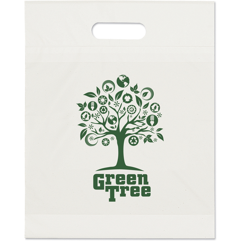 12 W x 15 H x 2-7/8 - Recyclable Die Cut Handle Plastic Tote Bags 