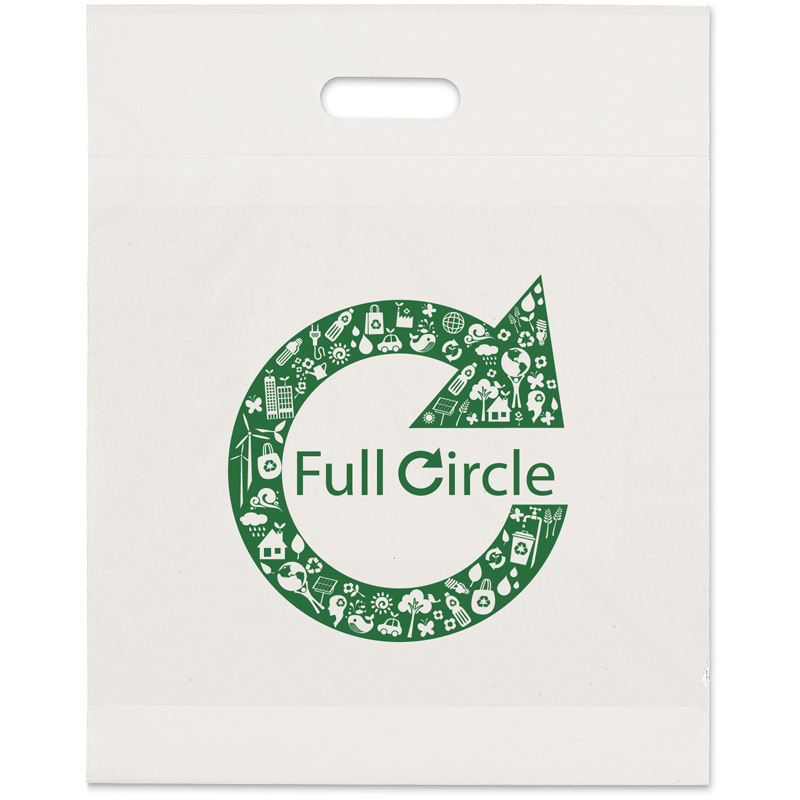 15 W x 19 H x 2-7/8 - Recyclable Die Cut Handle Plastic Tote Bags 