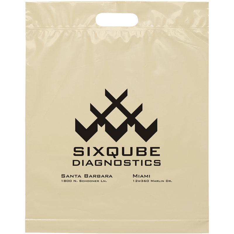 15 W x 18-7/8 H x 3 - Pick-A-Color Die Cut Handle Plastic Tote Bags 