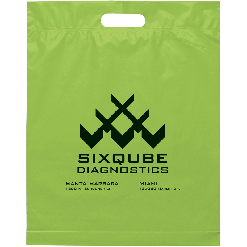 15 W x 18-7/8 H x 3 - Pick-A-Color Die Cut Handle Plastic Tote Bags 