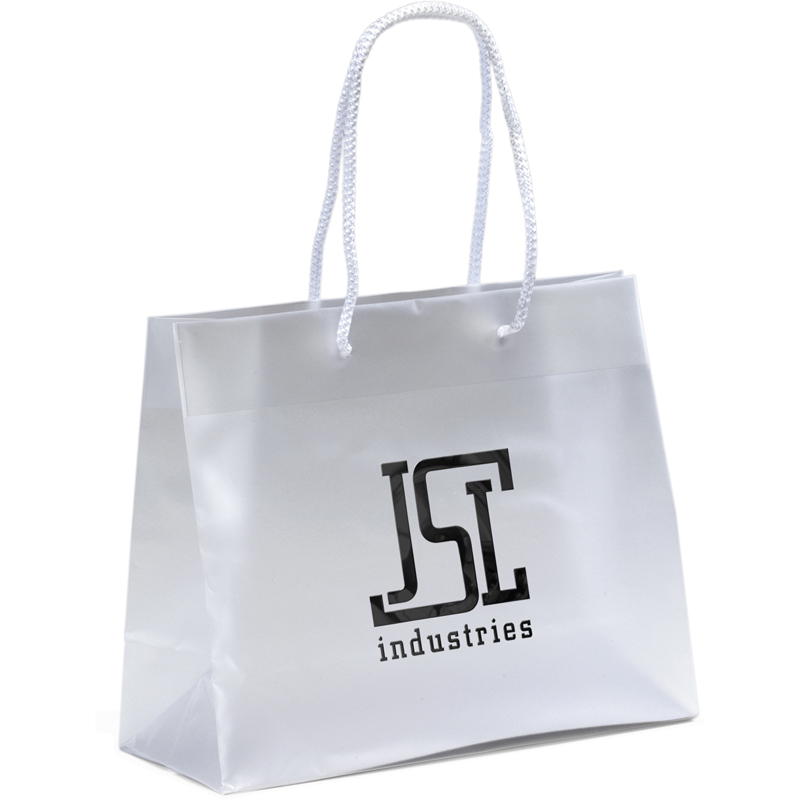 10 W x 4 x 7-7/8 H - Retro Frosted Plastic Tote Bags 