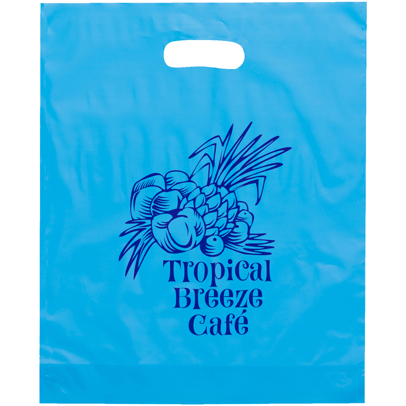 11-7/8 W x 15 H  x  3 -  Colorful Die Cut Handle Frosted Plastic Bags 