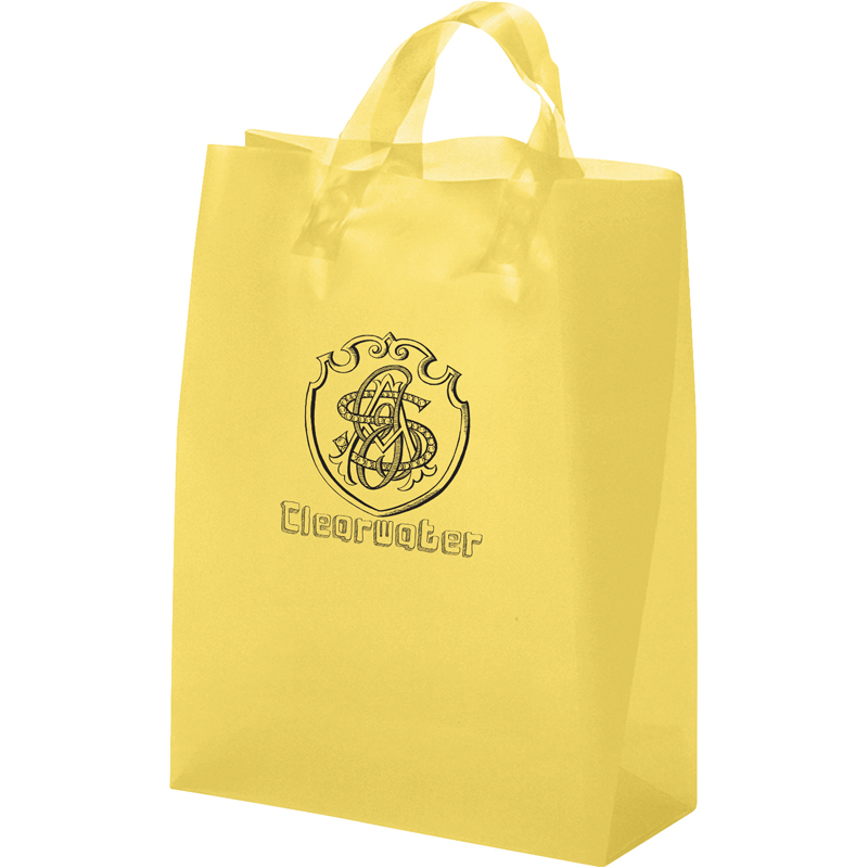 10 W x 5 x 12-7/8 H - Colorful Frosted Plastic Shopping Tote Bags 