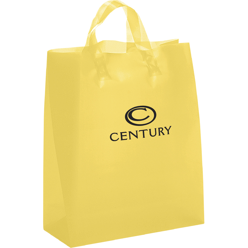 13 W x 6 x 16-7/8 H - Colorful Frosted Plastic Shopping Tote Bags 