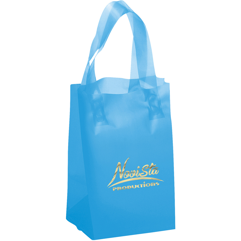 5 W x 3 x 7-7/8 H - Colorful Frosted Plastic Shopping Tote Bags 