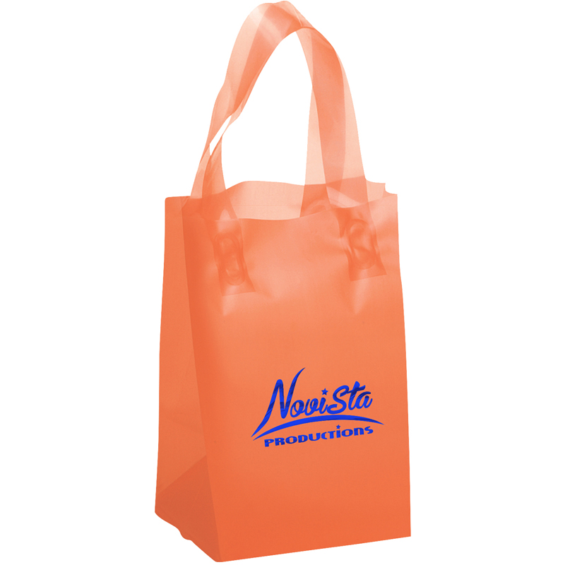 5 W x 3 x 7-7/8 H - Colorful Frosted Plastic Shopping Tote Bags 