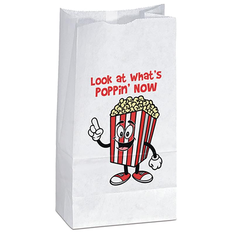 Popcorn Bag-White/Brown